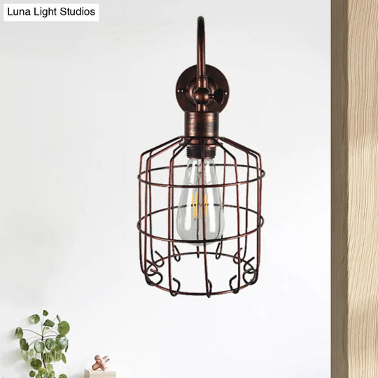 Rustic Stylish Birdcage Iron Wall Sconce Light Fixture - Antique Brass/Weathered Copper Perfect For