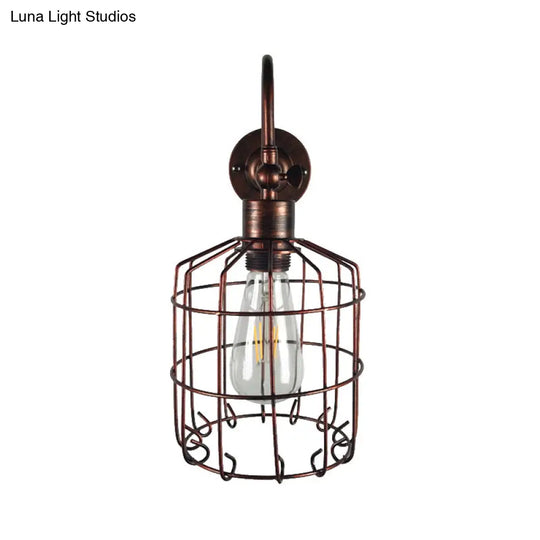 Rustic Stylish Birdcage Iron Wall Sconce Light Fixture - Antique Brass/Weathered Copper Perfect For