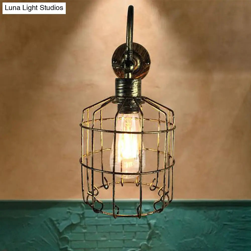 Rustic Stylish Birdcage Iron Wall Sconce Light Fixture - Antique Brass/Weathered Copper Perfect For