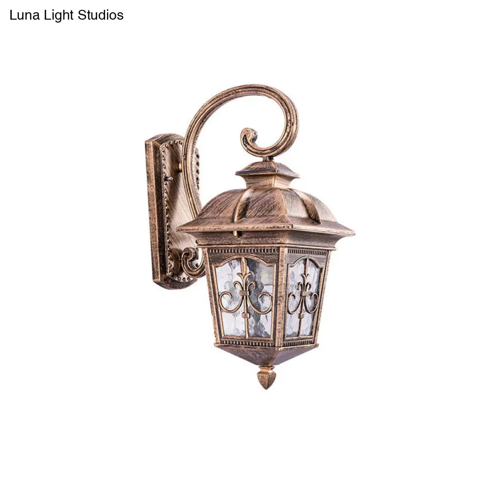 Rustic Tapered Shade Glass Wall Lantern - 1-Light Courtyard Fixture