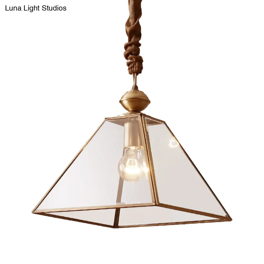 Rustic Tower Pendant Light With Clear/Frosted Glass Bulb