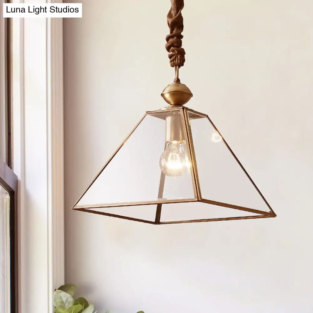 Rustic Tower Pendant Light With Clear/Frosted Glass Bulb