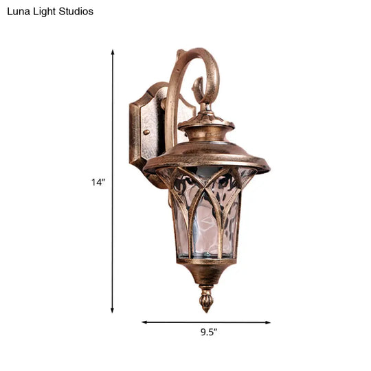 Rustic Urn Wall Sconce - Brass Aluminum Lamp With Water Glass Shade