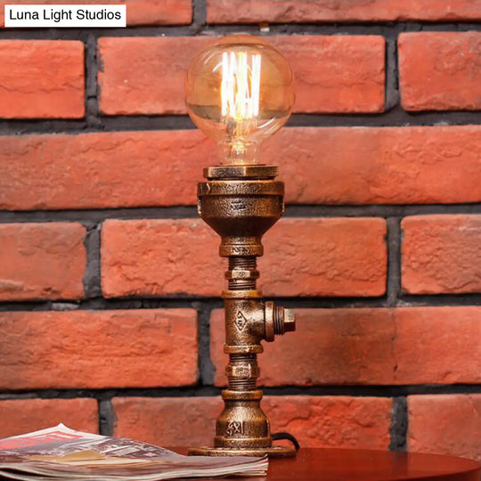 Rustic Vintage Desk Lamp: Silver/Brass Metallic Pipe Table Light With Clear Glass Shade - 1 Bulb