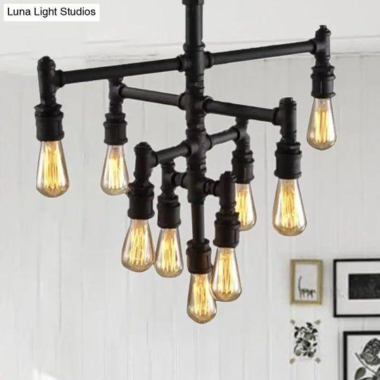 Rustic Water Pipe Farmhouse Pendant Light Fixture - Tiered Design 9/13 Lights