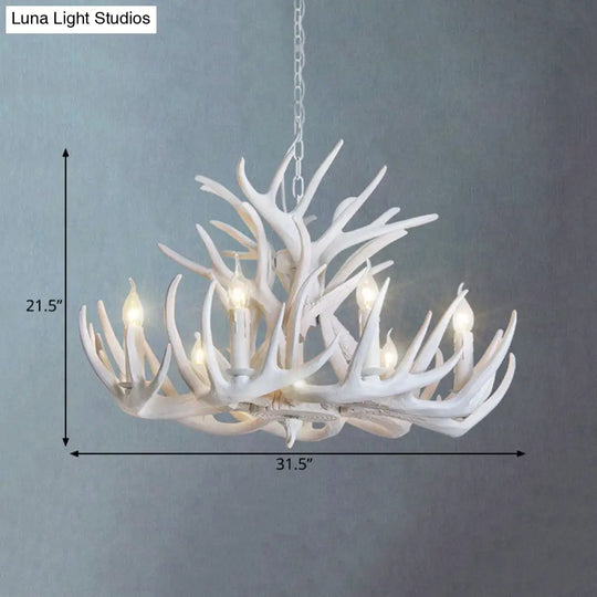 Rustic White Antler Chandelier - 21.5/25.5/27.5 Wide 9/12 Heads Ceiling Hang Fixture For Living Room