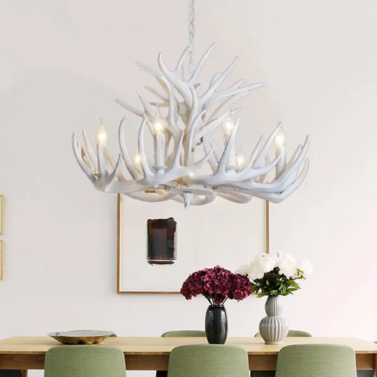 Rustic White Antler Chandelier - 21.5/25.5/27.5 Wide 9/12 Heads Ceiling Hang Fixture For Living Room