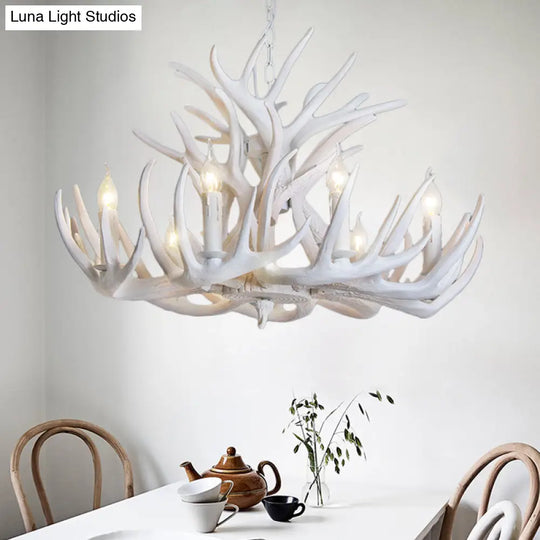 Rustic White Antler Chandelier - 21.5/25.5/27.5 Wide 9/12 Heads Ceiling Hang Fixture For Living Room