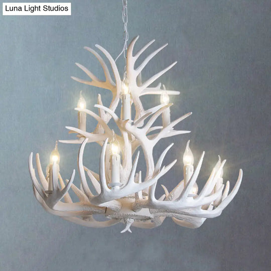 Rustic White Antler Chandelier - 21.5/25.5/27.5 Wide 9/12 Heads Ceiling Hang Fixture For Living Room