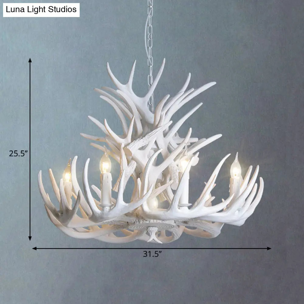 Rustic White Antler Chandelier - 21.5/25.5/27.5 Wide 9/12 Heads Ceiling Hang Fixture For Living Room