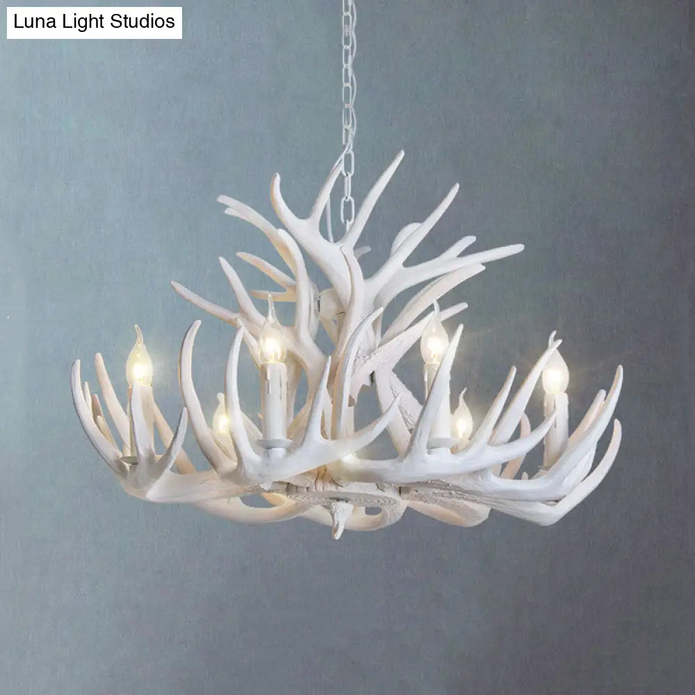 Rustic White Antler Chandelier - 21.5/25.5/27.5 Wide 9/12 Heads Ceiling Hang Fixture For Living Room