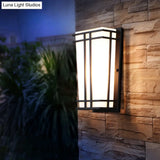 Rustic White Glass Trapezoid Wall Light: Flush Mount For Patio Textured Black Finish