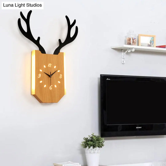 Rustic Wood Antler Animal Led Wall Lamp For Hallway Or Foyer