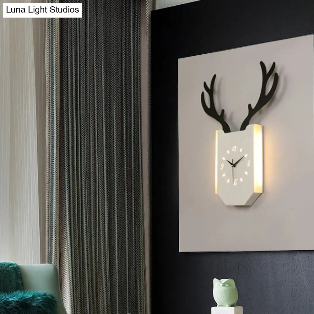 Rustic Wood Antler Animal Led Wall Lamp For Hallway Or Foyer