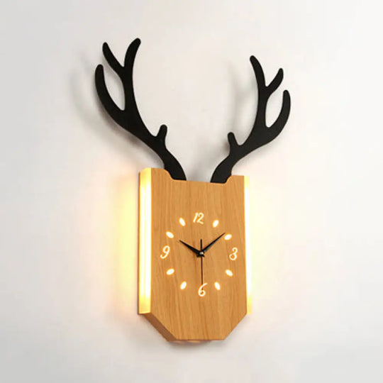 Rustic Wood Antler Animal Led Wall Lamp For Hallway Or Foyer / Warm