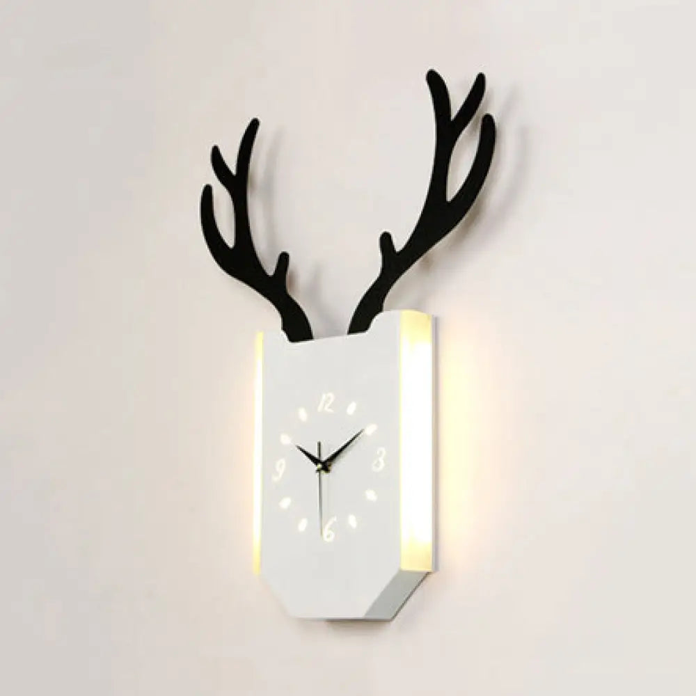 Rustic Wood Antler Animal Led Wall Lamp For Hallway Or Foyer White / Warm