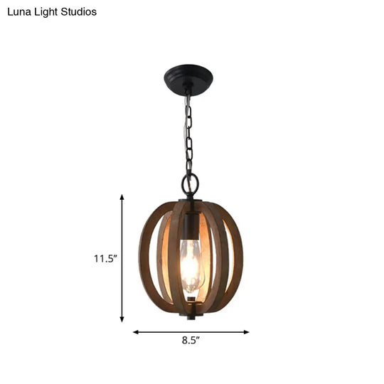 Rustic Wood Hanging Pendant Light For Dining Room - Unique 1-Head Suspension Lighting