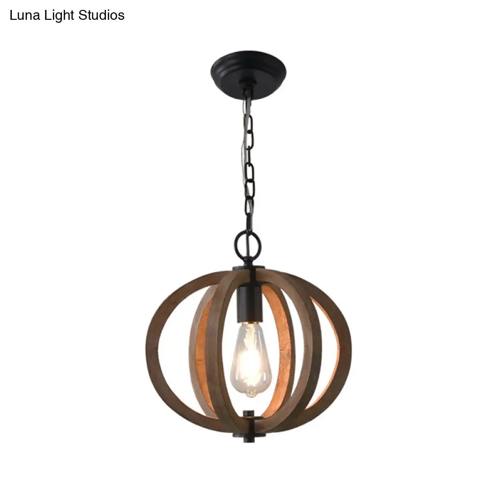 Rustic Wood Hanging Pendant Light For Dining Room - Unique 1-Head Suspension Lighting