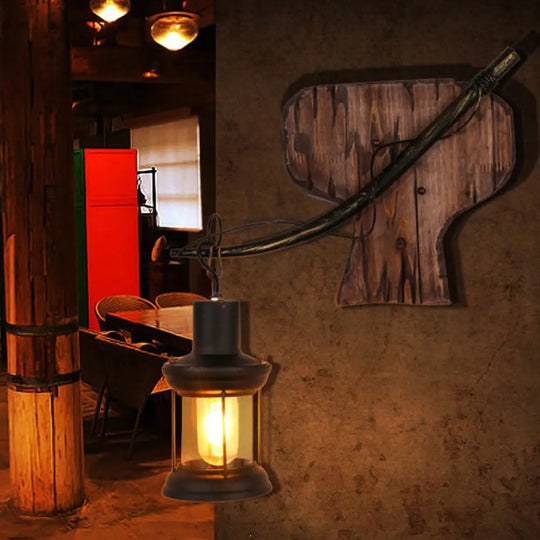 Rustic Wood Lantern Chandelier For Restaurant Ceiling Lighting 1 /