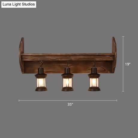 Rustic Wooden Geometric Wall Sconce - Brown 1-Light Mounted Light For Restaurants