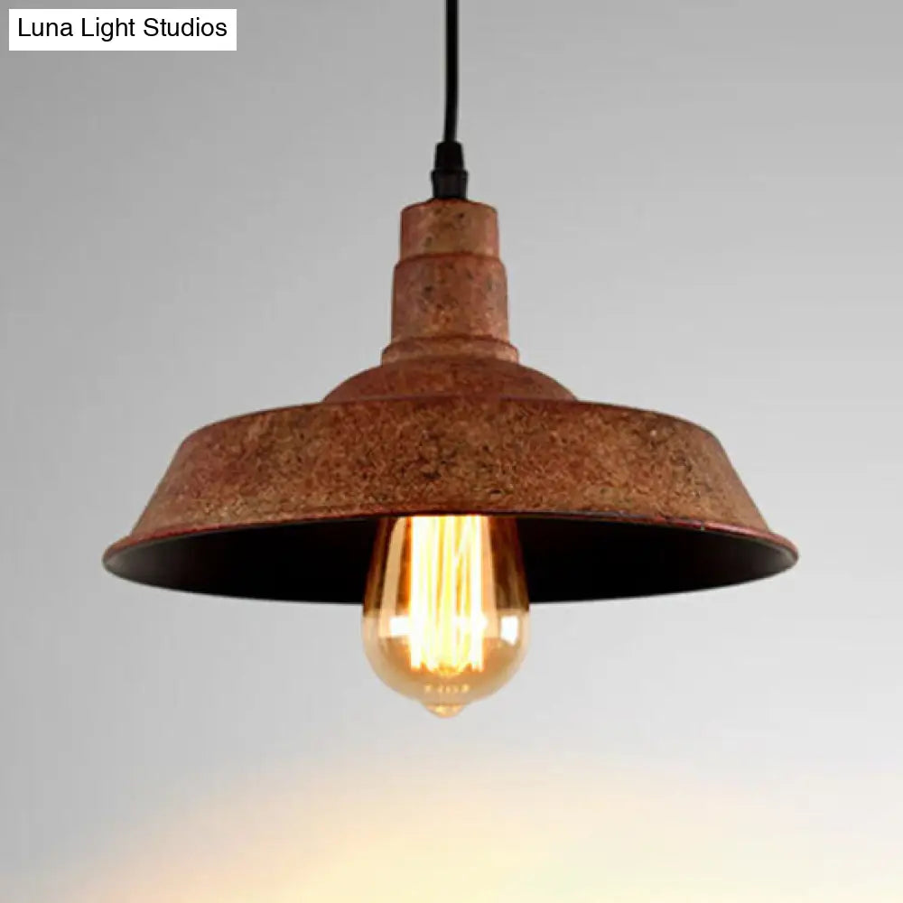 Rustic Barn Pendant Light: Antique Wrought Iron Fixture For Bars Rust