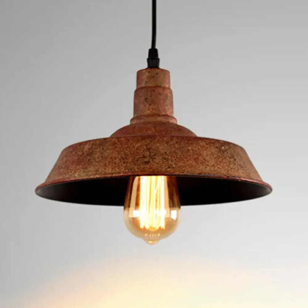 Rustic Wrought Iron Barn Pendant Light Fixture - Antique Stylish 1 Head Ideal For Bars Rust