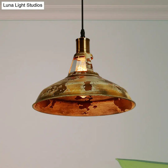 Rustic Barn Ceiling Pendant Lamp: 1-Light Wrought Iron Hanging Light In Rust Perfect For Restaurants