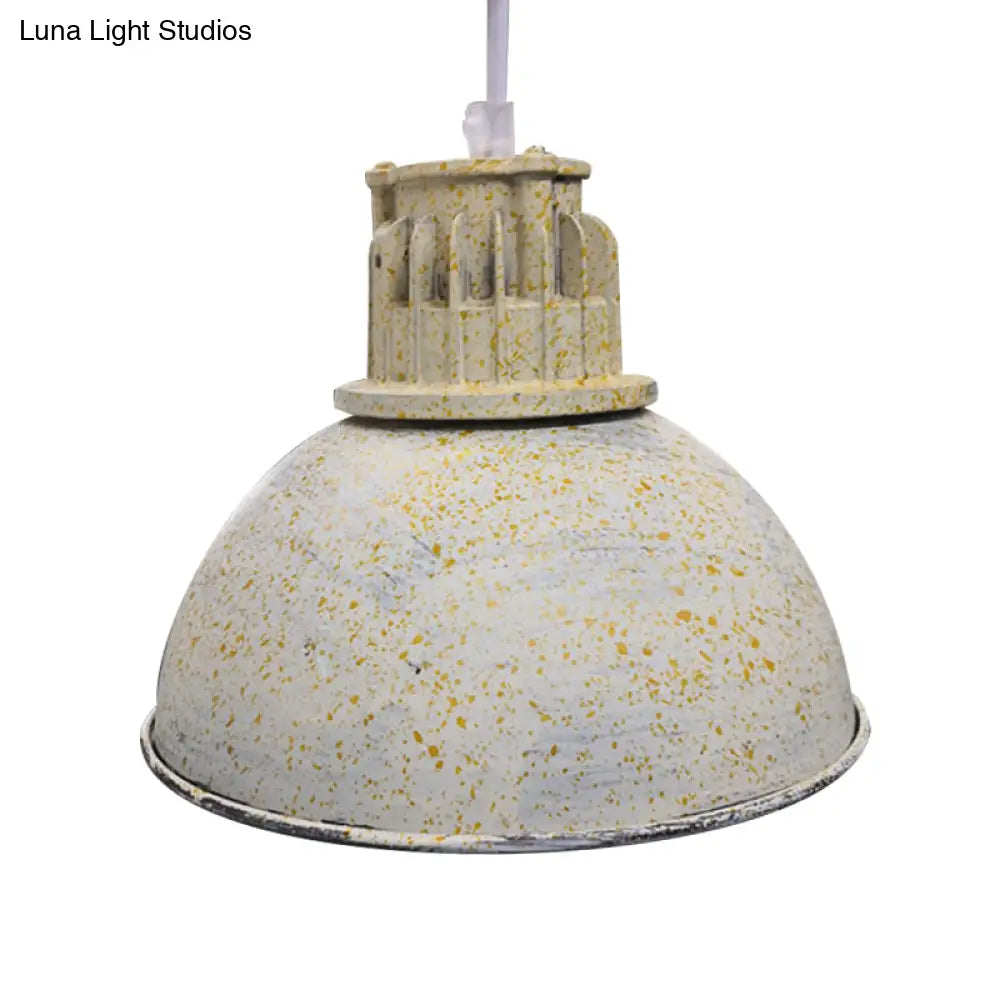 Rustic Wrought Iron Pendant Light - Distressed White Ceiling Fixture For Restaurants