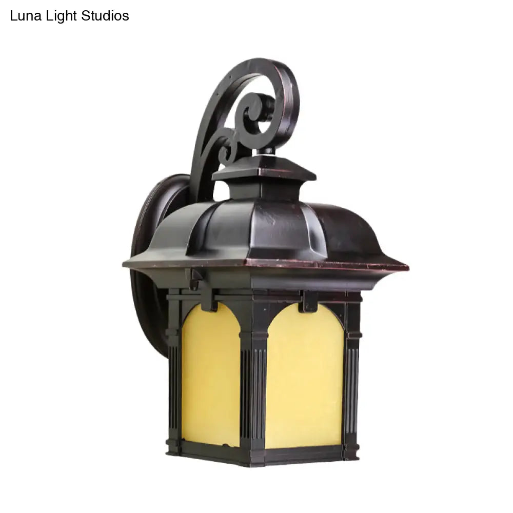 Rustic Yellow Glass Wall Sconce Light Fixture - Single Coffee Finish