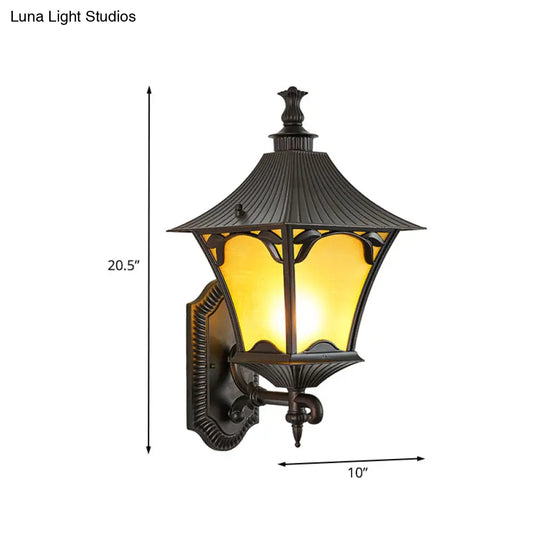 Rustic Yellow Glass Wall Sconce - Outdoor 1-Light Fixture