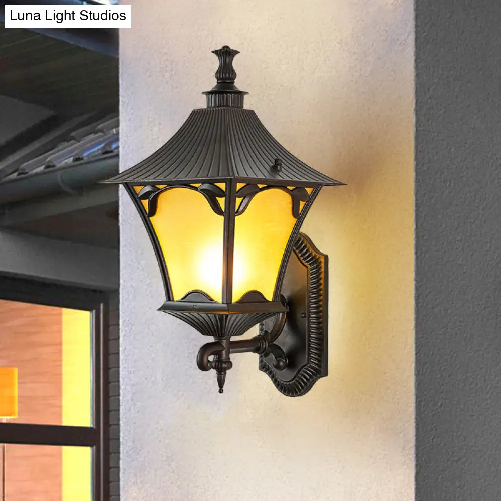 Rustic Yellow Glass Wall Sconce - Outdoor 1-Light Fixture