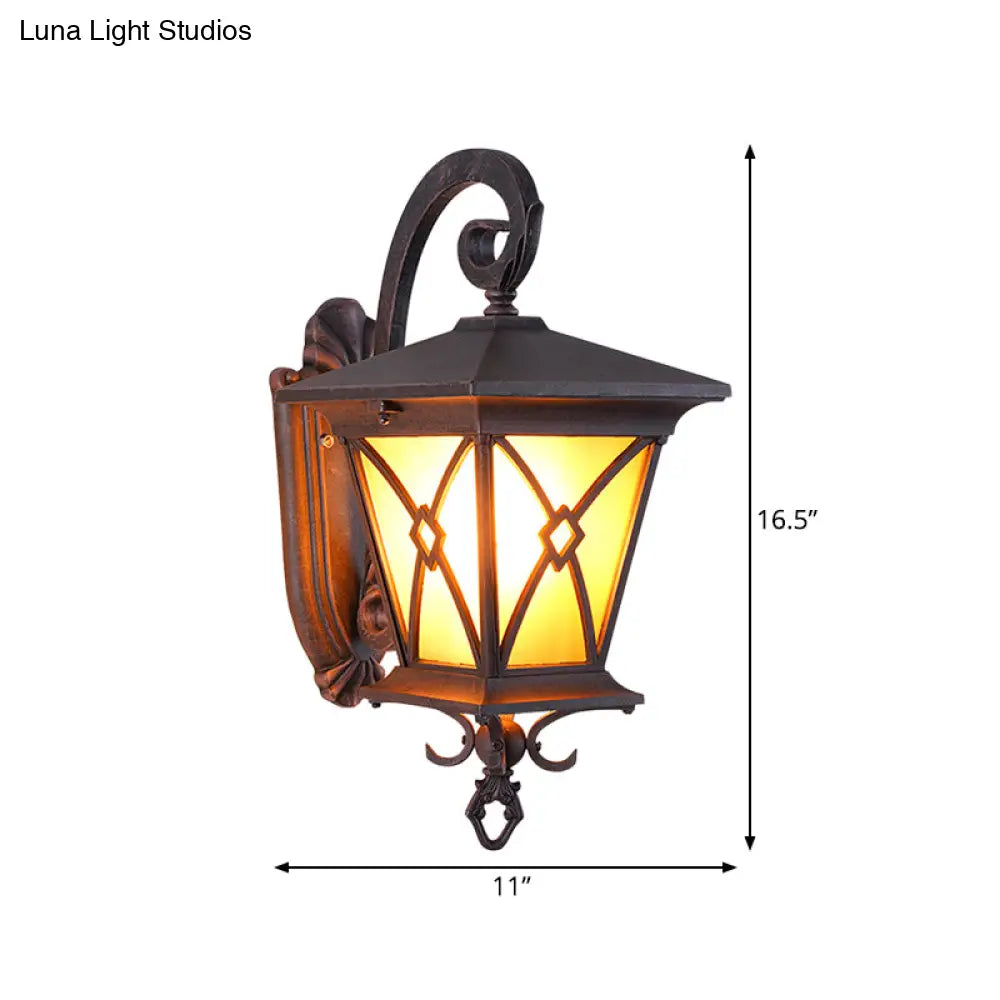 Rustic Yellow Glass Wall Sconce - Outdoor Lantern Light Idea