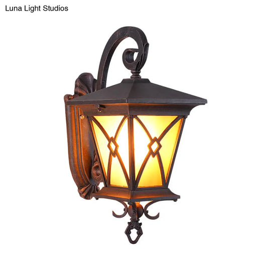 Rustic Yellow Glass Wall Sconce - Outdoor Lantern Light Idea