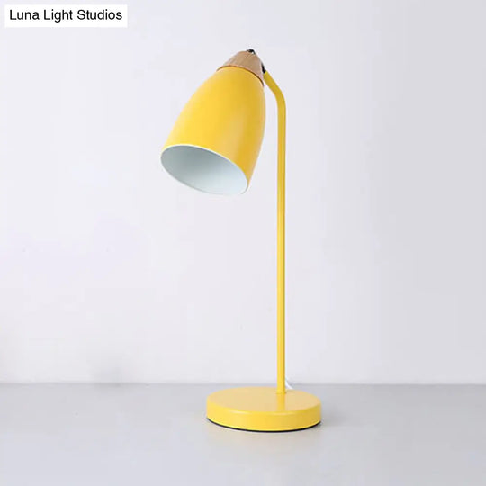 Macaron Pivoting Domed Table Lamp - Sleek Metal Single Night Light For Bedroom In Yellow/Black/White