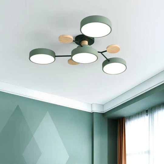 Samantha - Semi Flush Mount Light Macaron Led Acrylic Semi-Flush Ceiling Fixture 4 / Green White