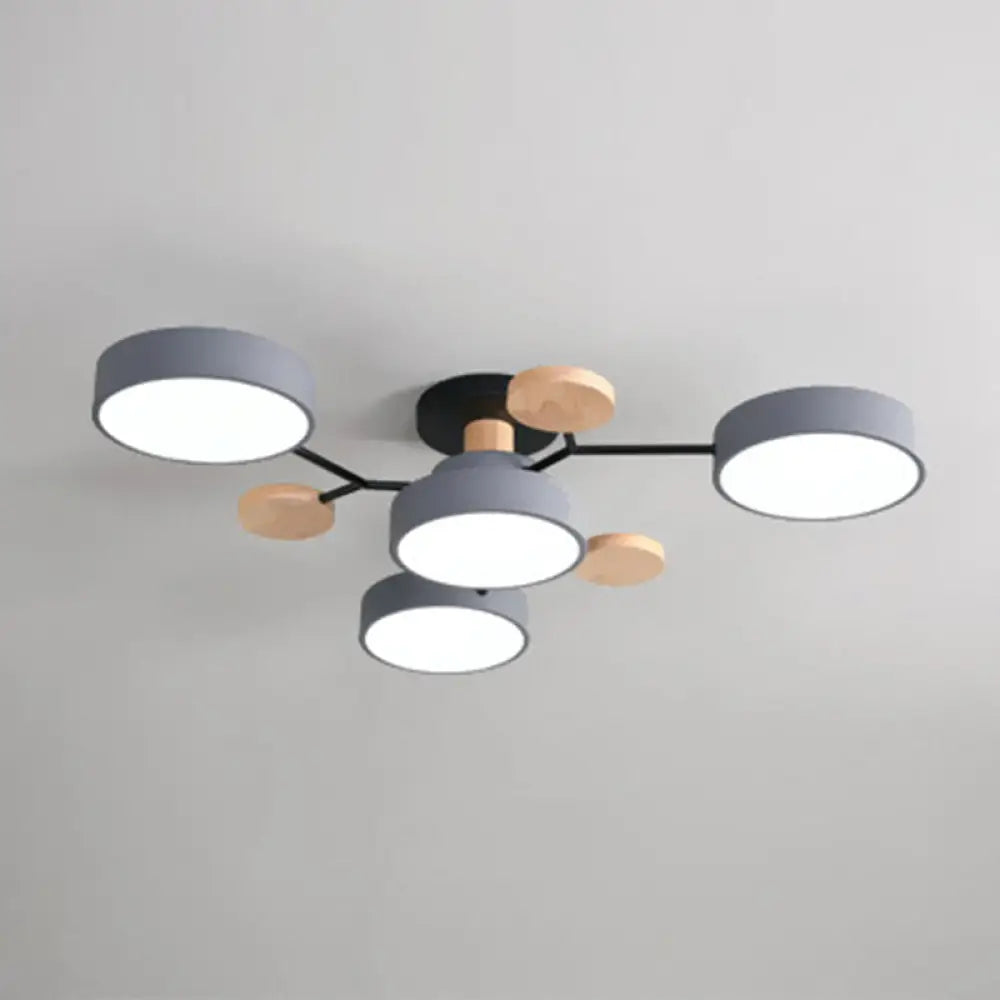 Samantha - Semi Flush Mount Light Macaron Led Acrylic Semi-Flush Ceiling Fixture 4 / Grey White Lamp