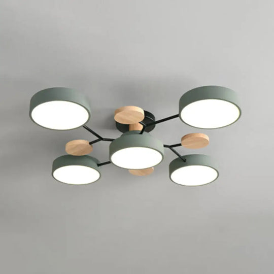 Samantha - Semi Flush Mount Light Macaron Led Acrylic Semi-Flush Ceiling Fixture 5 / Green White