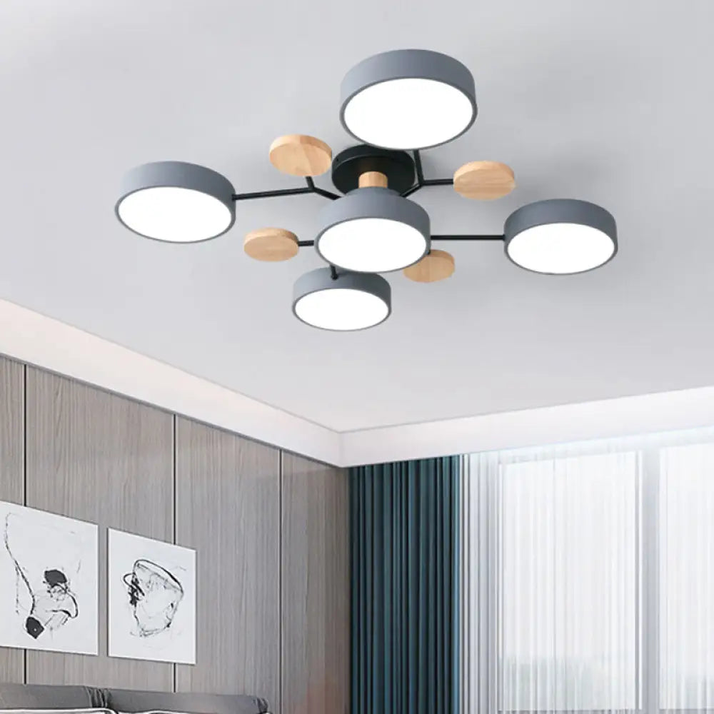 Samantha - Semi Flush Mount Light Macaron Led Acrylic Semi-Flush Ceiling Fixture 5 / Grey White Lamp