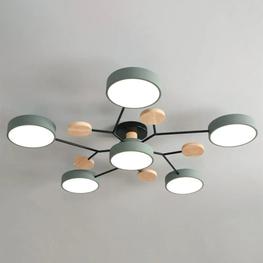 Samantha - Semi Flush Mount Light Macaron Led Acrylic Semi-Flush Ceiling Fixture 6 / Green Warm Lamp