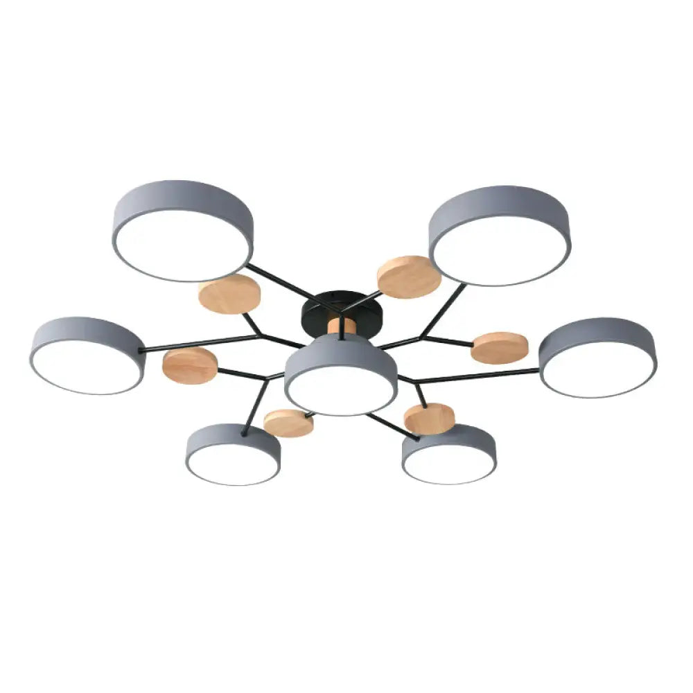 Samantha - Semi Flush Mount Light Macaron Led Acrylic Semi-Flush Ceiling Fixture 7 / Grey White Lamp