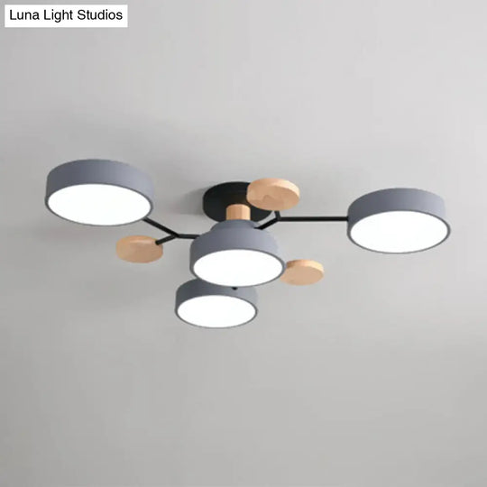 Macaron Sputnik Led Semi Flush Mount Ceiling Light Fixture 4 / Grey White