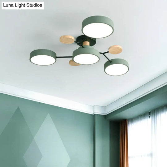 Macaron Sputnik Led Semi Flush Mount Ceiling Light Fixture 4 / Green White