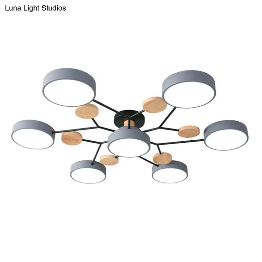 Macaron Sputnik Led Semi Flush Mount Ceiling Light Fixture 7 / Grey White