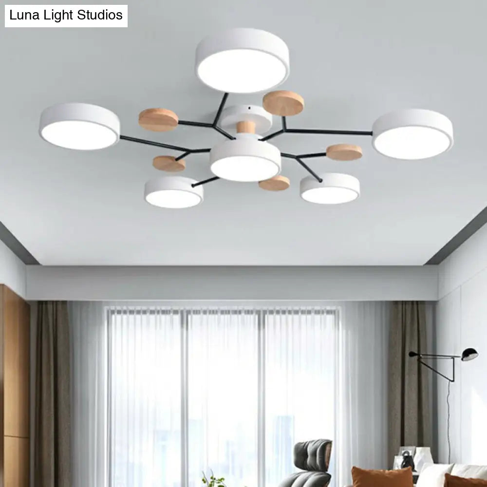 Macaron Sputnik Led Semi Flush Mount Ceiling Light Fixture 6 / White