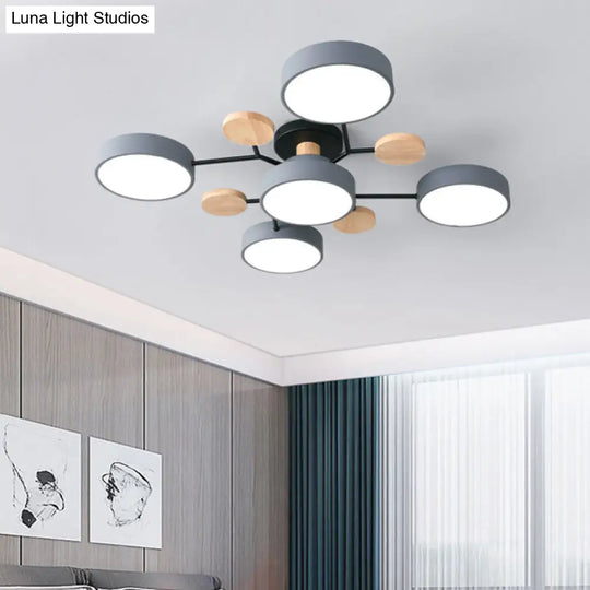 Macaron Sputnik Led Semi Flush Mount Ceiling Light Fixture 5 / Grey White