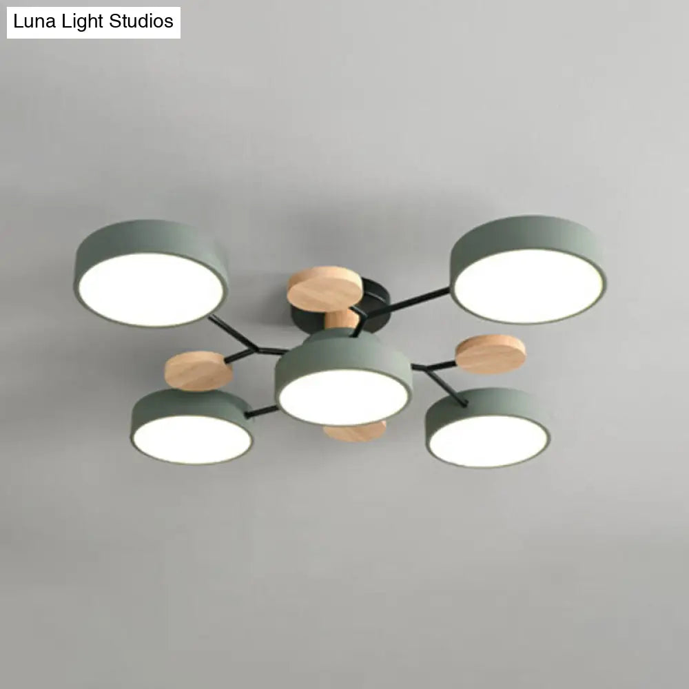 Macaron Sputnik Led Semi Flush Mount Ceiling Light Fixture 5 / Green White