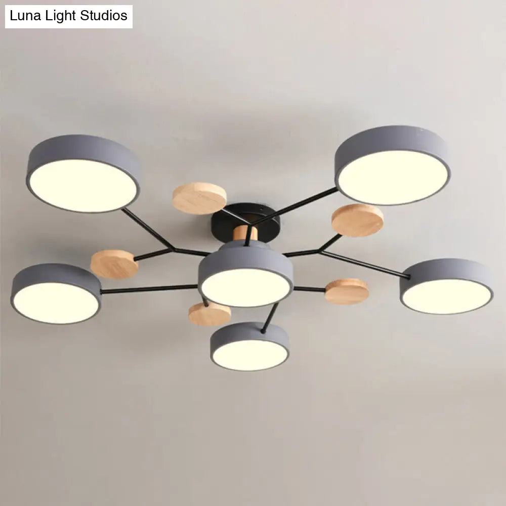 Macaron Sputnik Led Semi Flush Mount Ceiling Light Fixture 6 / Grey White