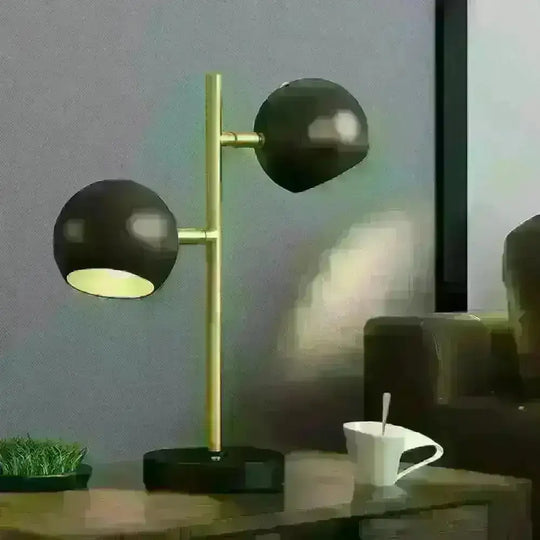 Sara - Black Spherical Table Light Modern Style 2 Heads Metal Night Lighting For Bedroom