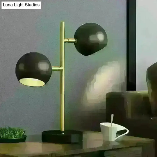 Sara - Black Spherical Table Light Modern Style 2 Heads Metal Night Lighting For Bedroom