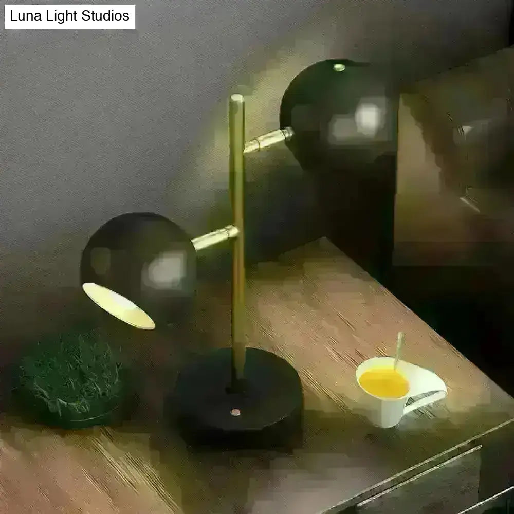 Sara - Black Spherical Table Light Modern Style 2 Heads Metal Night Lighting For Bedroom